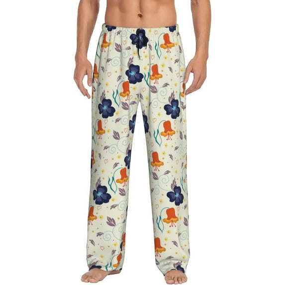 KLL Mens Pajama Pants for Men,Mens Lounge Pants,Funny Gifts for Men,Men's Pajama Bottoms-Flower Leaves