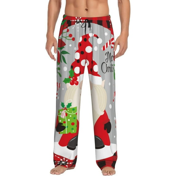 KLL Mens Pajama Pants for Men,Mens Lounge Pants,Funny Gifts for Men,Men's Pajama Bottoms Gnome And Buffalo Plaid -Medium
