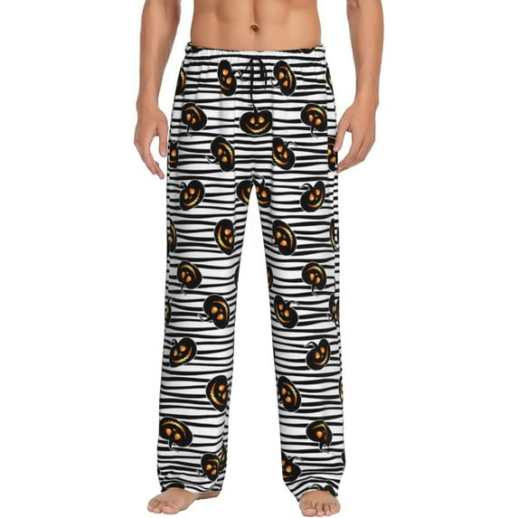 KLL Mens Pajama Pants for Men,Mens Lounge Pants,Funny Gifts for Men,Men's Pajama Bottoms-Haloween Pumpkins