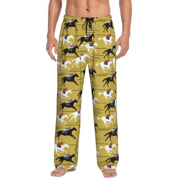 KLL Mens Pajama Pants for Men,Mens Lounge Pants,Funny Gifts for Men,Men's Pajama Bottoms Horsemen In Horseraces -Large