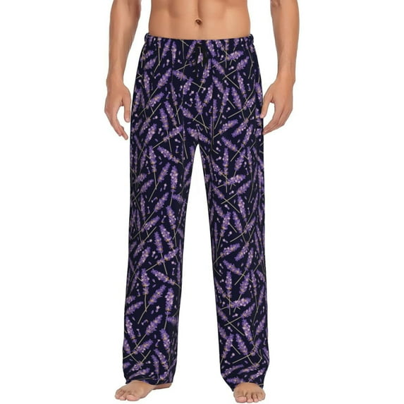 KLL Mens Pajama Pants for Men,Mens Lounge Pants,Funny Gifts for Men,Men's Pajama Bottoms-Lavender Flowers