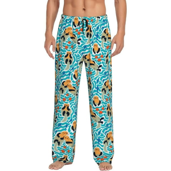 KLL Mens Pajama Pants for Men,Mens Lounge Pants,Funny Gifts for Men,Men's Pajama Bottoms-Lovely Sea Otters