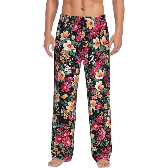 KLL Mens Pajama Pants for Men,Mens Lounge Pants,Funny Gifts for Men,Men's Pajama Bottoms Many Kind Of Flowers -Small