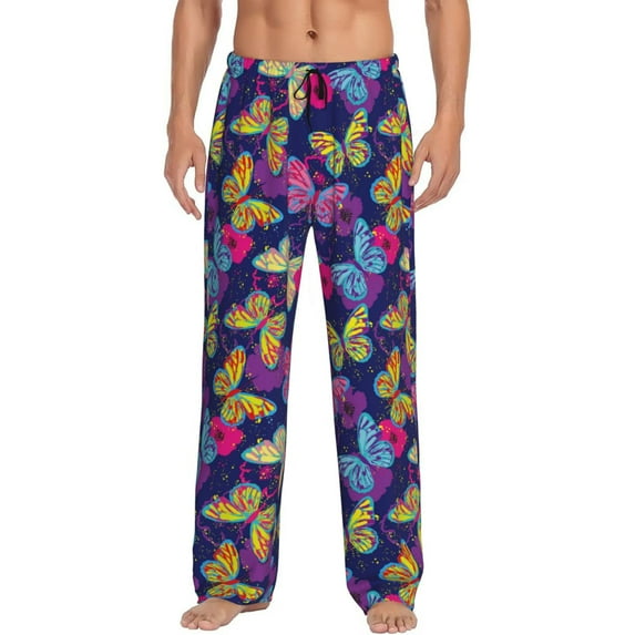 KLL Mens Pajama Pants for Men,Mens Lounge Pants,Funny Gifts for Men,Men's Pajama Bottoms-Paint Butterflies