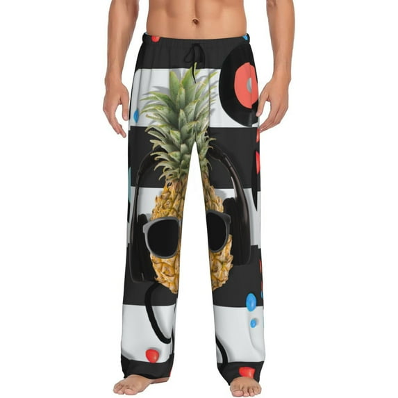 KLL Mens Pajama Pants for Men,Mens Lounge Pants,Funny Gifts for Men,Men's Pajama Bottoms-Pineapple With Black Glasses