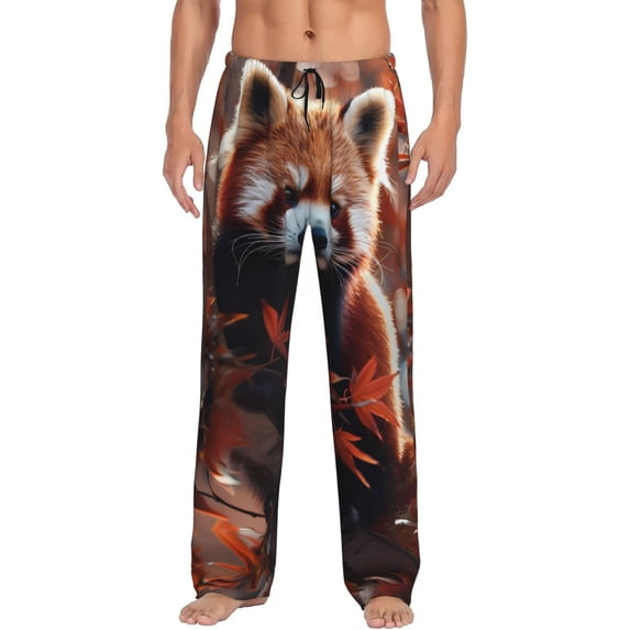 KLL Mens Pajama Pants for Men,Mens Lounge Pants,Funny Gifts for Men,Men's Pajama Bottoms Red Panda Autumn Branches -XX-Large