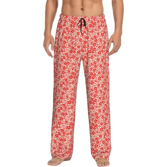KLL Mens Pajama Pants for Men,Mens Lounge Pants,Funny Gifts for Men,Men's Pajama Bottoms-Red Pretty Flowers