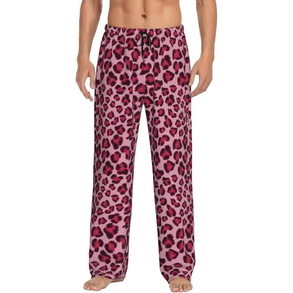 KLL Mens Pajama Pants for Men,Mens Lounge Pants,Funny Gifts for Men,Men's Pajama Bottoms-Rose Leopard Print