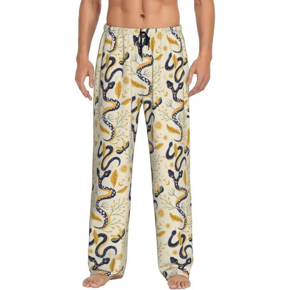 KLL Mens Pajama Pants for Men,Mens Lounge Pants,Funny Gifts for Men,Men's Pajama Bottoms-Snake And Floral