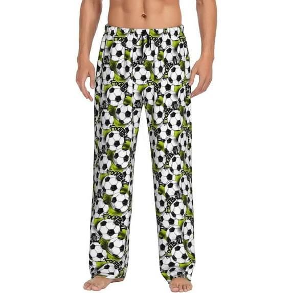 KLL Mens Pajama Pants for Men,Mens Lounge Pants,Funny Gifts for Men,Men's Pajama Bottoms-Soccer and Football