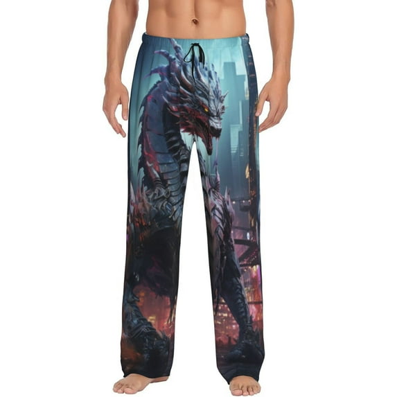 KLL Mens Pajama Pants for Men,Mens Lounge Pants,Funny Gifts for Men,Men's Pajama Bottoms-Urban Mechanical Dragon