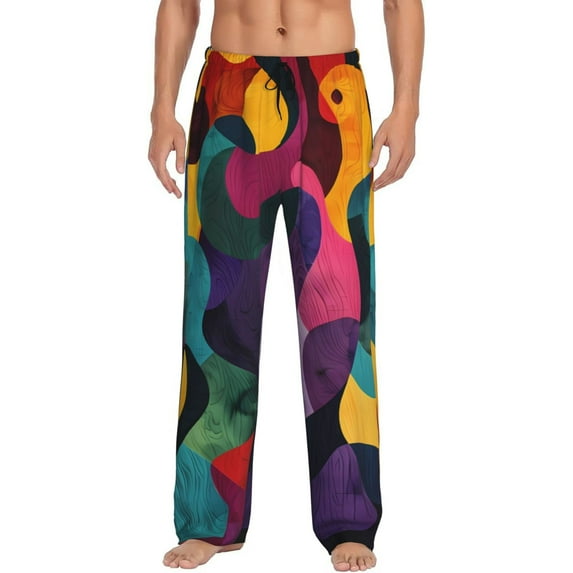 KLL Mens Pajama Pants for Men,Mens Lounge Pants,Funny Gifts for Men,Men's Pajama Bottoms Vibrant Abstract Flow -X-Large
