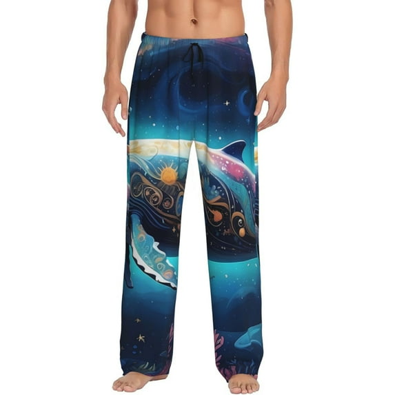 KLL Mens Pajama Pants for Men,Mens Lounge Pants,Funny Gifts for Men,Men's Pajama Bottoms-Vintage Colorful Patterned Dolphin