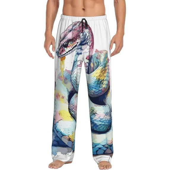KLL Mens Pajama Pants for Men,Mens Lounge Pants,Funny Gifts for Men,Men's Pajama Bottoms Watercolor Snake -Small