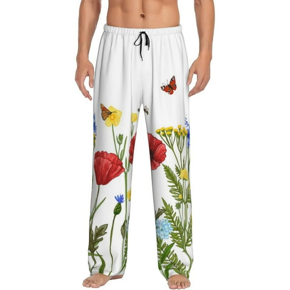 KLL Mens Pajama Pants for Men,Mens Lounge Pants,Funny Gifts for Men,Men's Pajama Bottoms Wild Herbs -Medium