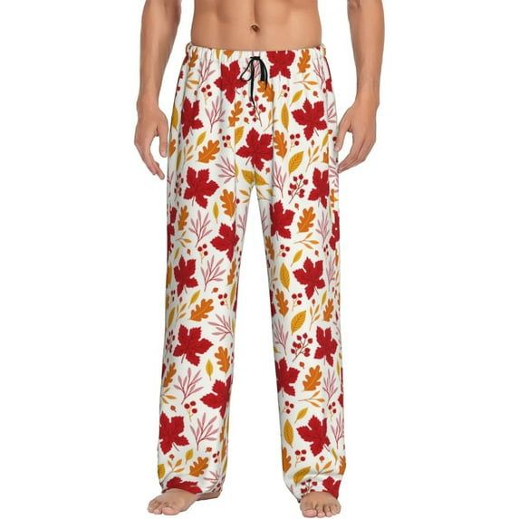 KLL Mens Pajama Pants for Men,Mens Lounge Pants,Funny Gifts for Men,Men's Pajama Bottoms fall laef Maple -Medium