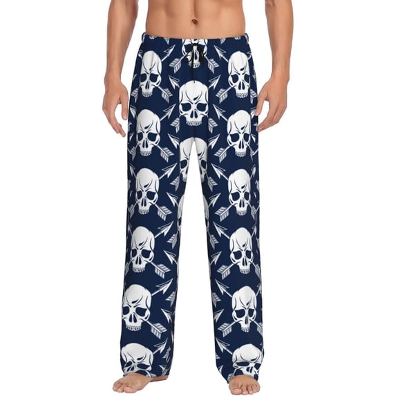 KLL Mens Pajama Pants for Men,Mens Lounge Pants,Funny Gifts for Men,Men's Pajama Bottoms-white arrow Skull