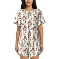 thumbnail image 1 of KLL Merry Christmas Santa Print Pajama Set for Women Short Sleeve Sleepwear Pjs Soft 2 Piece Lounge Sleepwear Sets-Medium, 1 of 6