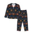 thumbnail image 1 of KLL Mexican Flower Print Women's Long Sleeve Pajamas with Pants Sleepwear Loungewear 2 Set-XX-Large, 1 of 8