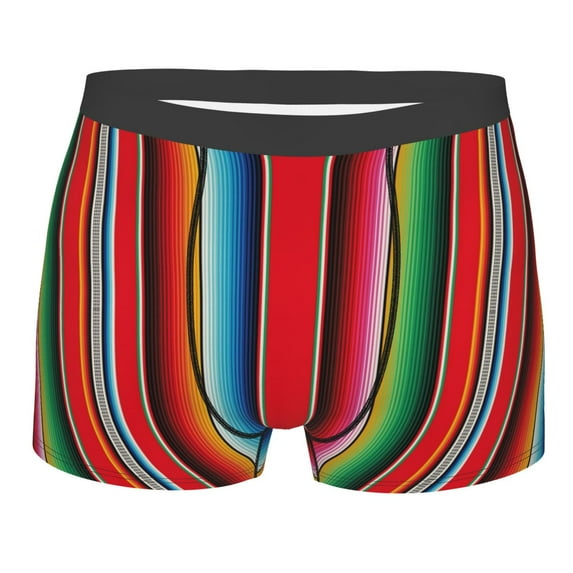 KLL Mexican Serape Blanket Stripes Men's Cotton Boxer Briefs Underwear-X-Large