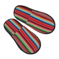 thumbnail image 1 of KLL Mexican Serape Blanket Stripes Slippers for Women Men House Slip on Indoor Outdoor Bedroom Furry Fleece Lined Ladies Comfy Anti-Skid Rubber Hard Sole-Large, 1 of 8