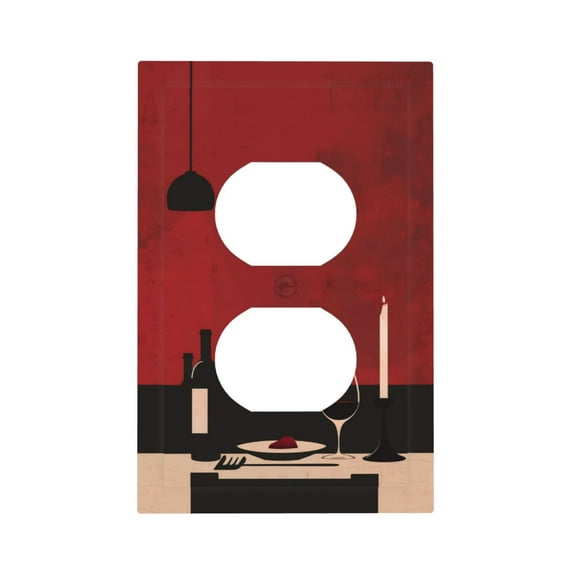 KLL Minimalist Romantic Dinner Pattern Electrical Outlet Covers, 3" x 5" 1 Pack Electric Receptacle Plug Covers for Decorator Receptacle Outlet & Switch-Style S