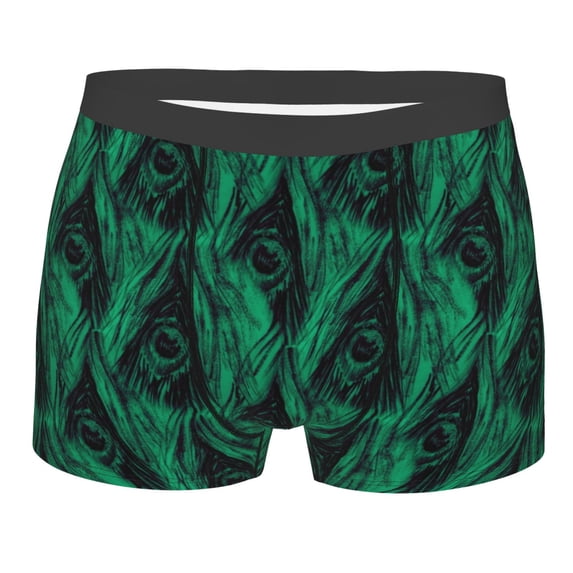 KLL Mint Bird Feathers Men's Cotton Boxer Briefs Underwear-Large