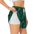 thumbnail image 1 of KLL Mint Bird Feathers Pattern Shorts Women,Athletic Shorts High Waisted Running Shorts Pocket Sporty Short Gym Elastic Workout Shorts-Small, 1 of 7
