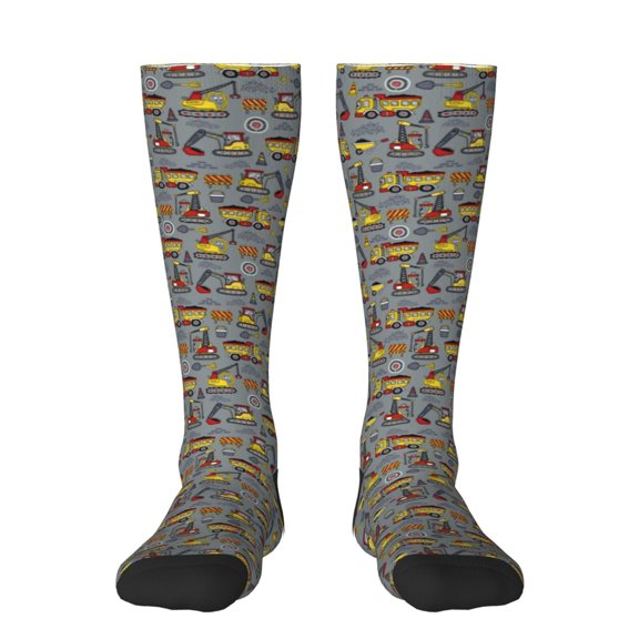 KLL Modern Excavator Print Cool Socks Men's Women's Crew Socks Funny Crazy Novelty Stockings