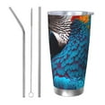 thumbnail image 1 of KLL Modern Style Blue Parrot Print 40oz Stainless Steel Insulated Car Cup with Spillproof Lid - Keep Your Drink Hot or Cold on the Go-Straw Three-piece Set, 1 of 8