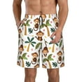thumbnail image 1 of KLL Monkeys Swinging from Palms Men's Casual Summer Beach Shorts Hawaiian Shorts with Pockets-Small, 1 of 5