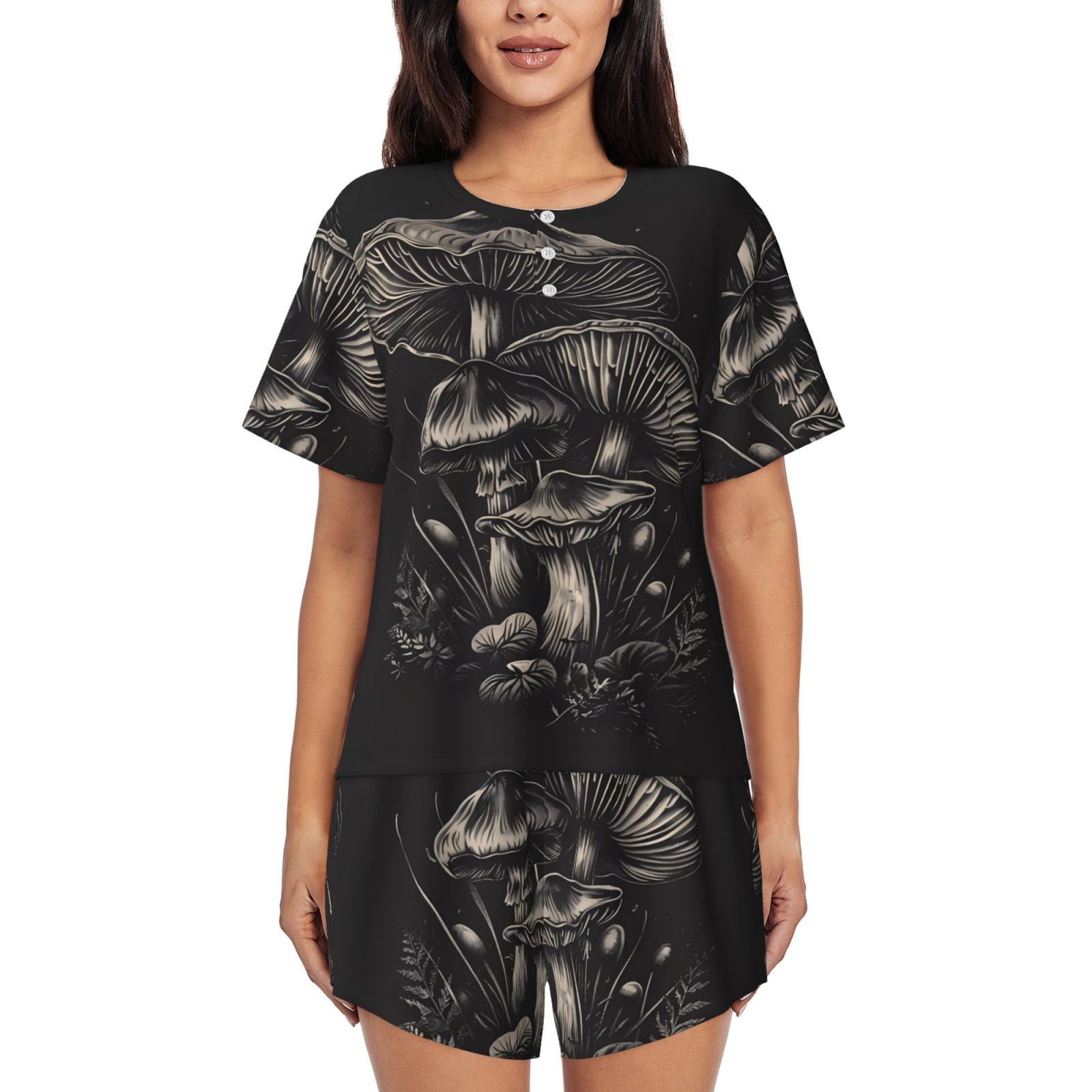 WDIRARA Men's Slogan Graphic 2 Piece Pajama Set Short Sleeve