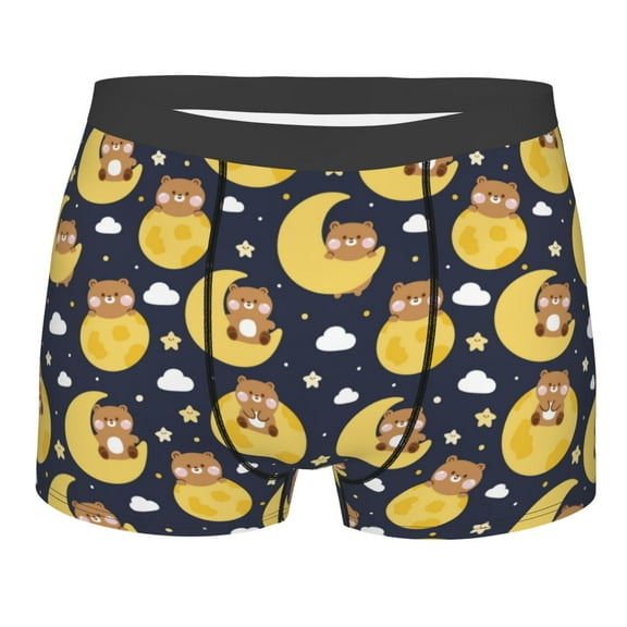 KLL Moon Bear Men's Cotton Boxer Briefs Underwear-Small