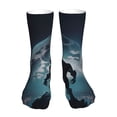 thumbnail image 1 of KLL Moon Wolf Warrior Print Womens Crew Socks Athletic Middle Tube Long Socks Novelty Socks Gifts For Men, 1 of 7