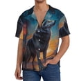 thumbnail image 1 of KLL Moonlit Night Sky Wolf Print Men's Shirt Short Sleeve Button Down Summer Cuba Beach Shirts- 4X-Large, 1 of 5