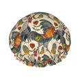 thumbnail image 1 of KLL Multi-Colored Roosters Pattern Shower Cap & Bath Cap for Women,Reversible Oversized Waterproof Shower Caps for all Hair Lengths,Elastic Reusable Bathing Hair Cap, 1 of 6