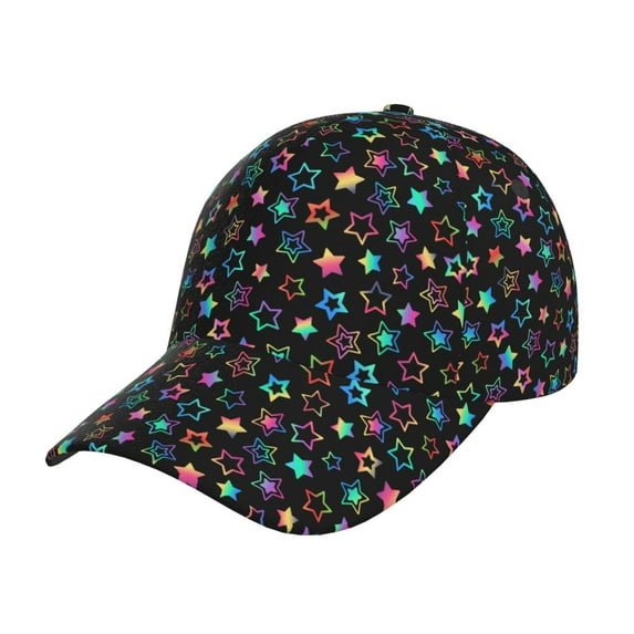 KLL Multi-Colored Stars Pattern Baseball Caps for Outdoor Sports,Golf Dad Hat Fashion Casual Outdoor Caps Adjustable Fit Men Women