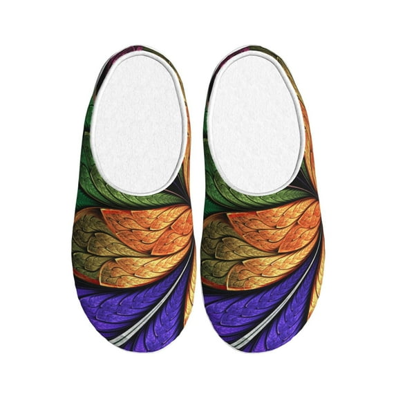 KLL Multicolored Beautiful Flower1 Pattern Adult Unisex Cozy Slippers,Fuzzy Slip-on Slippers TPR Sole Slippers Comfort Plush Home Footwear for Indoor & Outdoor-11