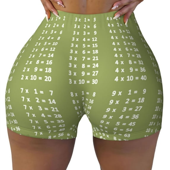 KLL Multiplication Table1 Pattern Workout Shorts for Women Scrunch Short Gym Yoga Running Sport Active Exercise Fitness Shorts