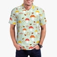 thumbnail image 1 of KLL Mushroom Bee Print Men's Short Sleeve Golf Polo,Three-Button Polo Shirts Summer Fashion Golf Shirt-Large, 1 of 6