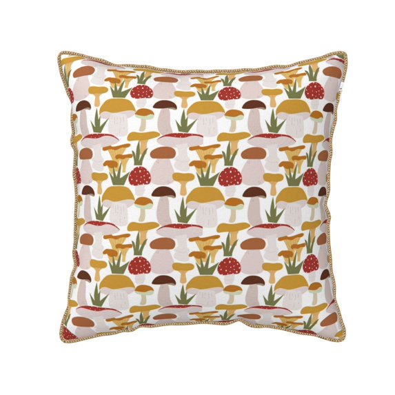 KLL Mushroom Decorative Throw Pillow Covers Velvet Soft for Couch Sofa Bedroom Living Room Outdoor (No pillow core)- 18"x18"