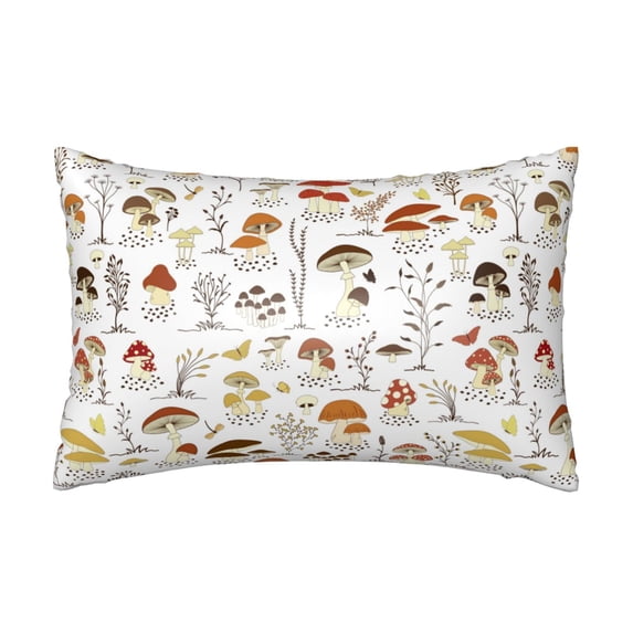 KLL Mushrooms And Butterflies Pattern Silk Pillowcase for Hair and Skin Standard Size 20"X 30" Soft Breathable Pillow Covers for Sleeping