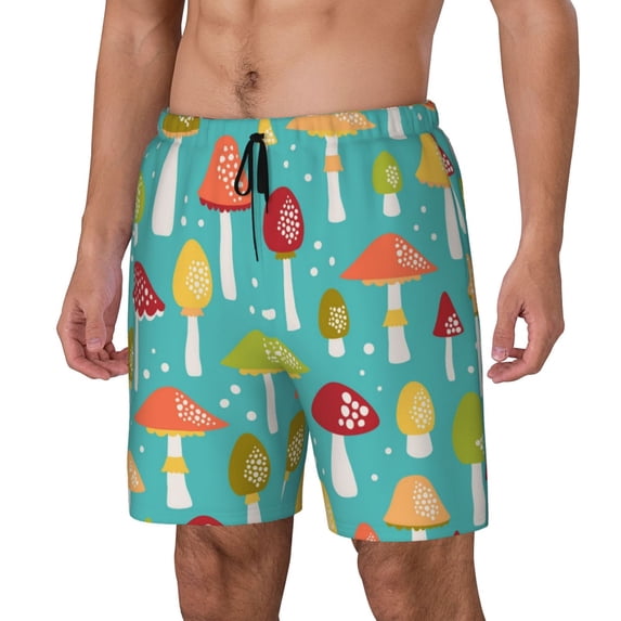 KLL Mushrooms for Mens Swim Trunks Quick Dry Swim Shorts with Built-in Compression Liner Funny Swimwear Bathing Suits-X-Large