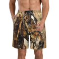 thumbnail image 1 of KLL Musical Horse Vintage Collage Men's Casual Summer Beach Shorts Hawaiian Shorts with Pockets-Medium, 1 of 5