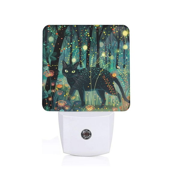 KLL Mystical Black Cat Fireflies for Night Lights,Auto Sensor Night Lamp Plug in Night Light with Dusk-to-Dawn Light Sensor LED Nightlightfor Adults & Kids Room/Bedroom/Hallway