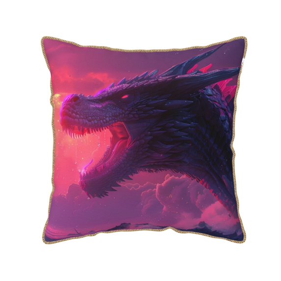 KLL Mystical Dragon Under Moon Decorative Throw Pillow Covers Velvet Soft for Couch Sofa Bedroom Living Room Outdoor (No pillow core)- 16"x16"