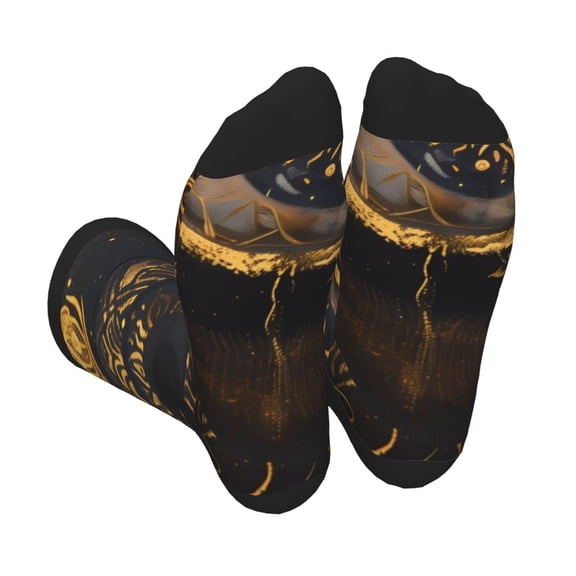 KLL Mystical Golden Eye Print Cool Socks Men's Women's Crew Socks Funny Crazy Novelty Stockings