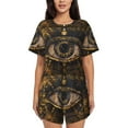 thumbnail image 1 of KLL Mystical Golden Eye Print Pajama Set for Women Short Sleeve Sleepwear Pjs Soft 2 Piece Lounge Sleepwear Sets-X-Large, 1 of 6