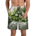 thumbnail image 1 of KLL Nature Hand Daisies Art Men's Casual Summer Beach Shorts Hawaiian Shorts with Pockets-Large, 1 of 5