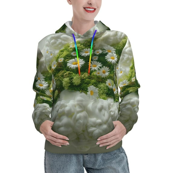 KLL Nature Hand Daisies Art for Womens Pullover Hoodie with Pocket Hooded Long Sleeve Shirts Sweatshirt for Women-XX-Large